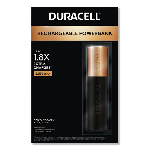 Duracell DMLIONPB1 Compact Lithium-Ion Rechargeable 1 Day 3350 MAh Cordless Powerbank 1 Duracell DMLIONPB1 Compact Lithium-Ion Rechargeable 1 Day 3350 MAh Cordless Powerbank