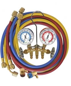 Mastercool 66661 Brass R134a Manifold Gauge Set With 3 Hoses