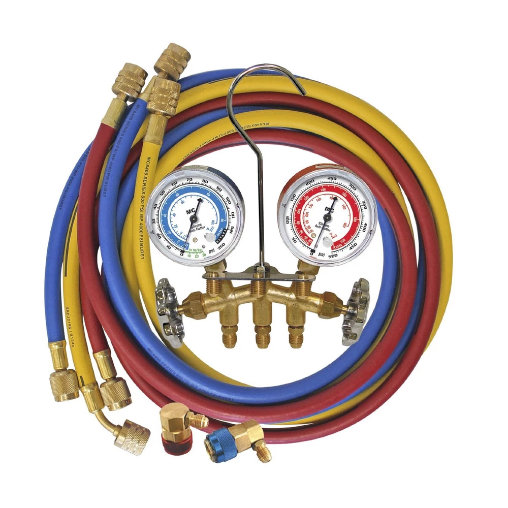 Mastercool 66661 Brass R134a Manifold Gauge Set With 3 Hoses 1 Mastercool 66661 Brass R134a Manifold Gauge Set With 3 Hoses