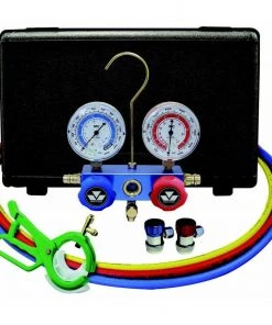 Mastercool R134a Aluminum 2-Way Manifold Set With 3-in-1 Side Mount Tap Valve