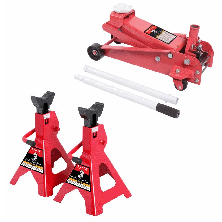 Sunex 66037JPK 3-1/2 Ton Service Jack With 6 Ton Jack Stands 1 Sunex 66037JPK 3-1/2 Ton Service Jack With 6 Ton Jack Stands